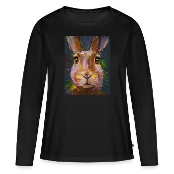 Hare Painting Oil Paints Gift - Women's Premium Organic Long Sleeve Shirt - black - Front - Julia (174cm)