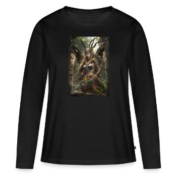 Guerrier Mythologie Mythe Cadeau - T-shirt manches longues Premium bio Femme - noir - Devant - Julia (174cm)