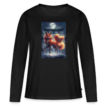 Renard Mythologie Mythe Cadeau - T-shirt manches longues Premium bio Femme - noir - Devant - Julia (174cm)