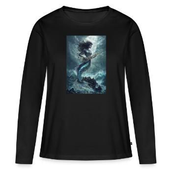 Légende Sirène Mythe Cadeau - T-shirt manches longues Premium bio Femme - noir - Devant - Julia (174cm)