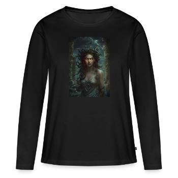 Méduse Mythologie Mythe Cadeau - T-shirt manches longues Premium bio Femme - noir - Devant - Julia (174cm)