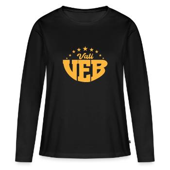 VEB Vati DDR Geschenk - Frauen Premium Bio Langarmshirt - Schwarz - Vorne - Julia (174cm)
