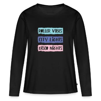 Rollerskater Party Retro Feels Of Disco Night Gift - Women's Premium Organic Long Sleeve Shirt - black - Front - Julia (174cm)