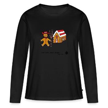 Flynn Gin, a country gingerbread man - Women's Premium Organic Long Sleeve Shirt - black - Front - Julia (174cm)