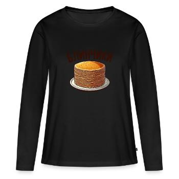 Blini Crêpes Russes Crêpes Russes - T-shirt manches longues Premium bio Femme - noir - Devant - Julia (174cm)