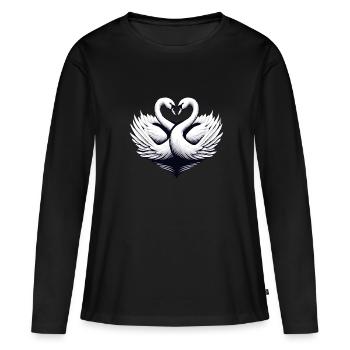 Schwan diese zwei Schwäne bilden ein Herz für dich - Frauen Premium Bio Langarmshirt - Schwarz - Vorne - Julia (174cm)