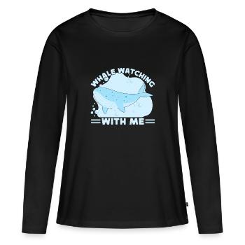 Whale Watching With Me Whale Lover Gift - Frauen Premium Bio Langarmshirt - Schwarz - Vorne - Julia (174cm)