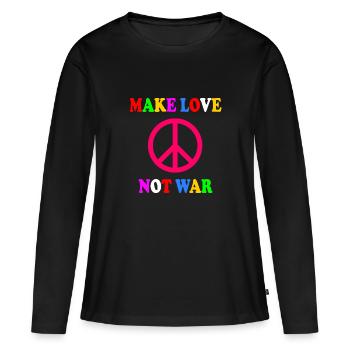 Make love not war - T-shirt manches longues Premium bio Femme - noir - Devant - Julia (174cm)