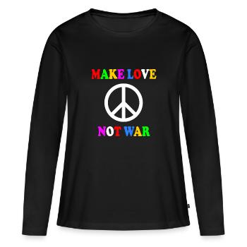 Make love not war - T-shirt manches longues Premium bio Femme - noir - Devant - Julia (174cm)