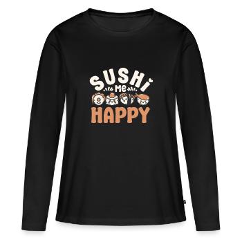 Amateur de sushis Sushi Me Happy Sushi - T-shirt manches longues Premium bio Femme - noir - Devant - Julia (174cm)