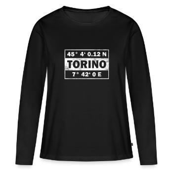 Coordonnées Turin Ville de Turin - T-shirt manches longues Premium bio Femme - noir - Devant - Julia (174cm)