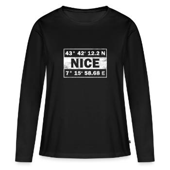 Nice Coordonnées France Nice - T-shirt manches longues Premium bio Femme - noir - Devant - Julia (174cm)