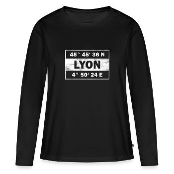 Lyon Coordonnées France Lyon - T-shirt manches longues Premium bio Femme - noir - Devant - Julia (174cm)
