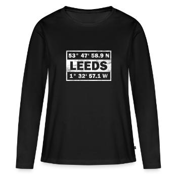 Leeds Coordonnées Ville Angleterre Leeds - T-shirt manches longues Premium bio Femme - noir - Devant - Julia (174cm)