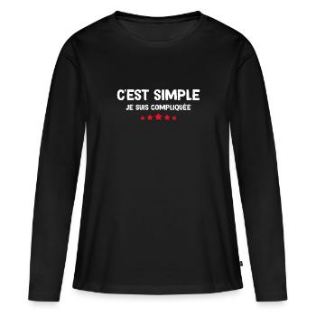 Mon Amie Super Compliquée Humour copine - T-shirt manches longues Premium bio Femme - noir - Devant - Julia (174cm)