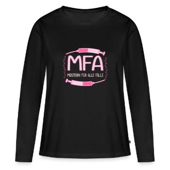 MFA Master Assistant médical - T-shirt manches longues Premium bio Femme - noir - Devant - Julia (174cm)