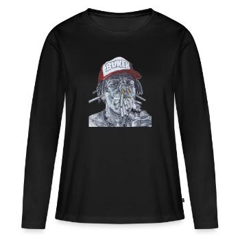 Zillakami - T-shirt manches longues Premium bio Femme - noir - Devant - Julia (174cm)