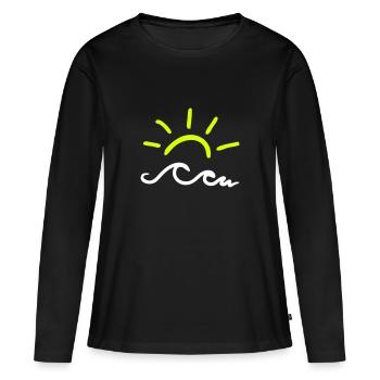 Sun and waves - T-shirt manches longues Premium bio Femme - noir - Devant - Julia (174cm)
