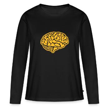 Cerveau - T-shirt manches longues Premium bio Femme - noir - Devant - Julia (174cm)
