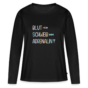 MFA Assistant médical Adrenaline - T-shirt manches longues Premium bio Femme - noir - Devant - Julia (174cm)