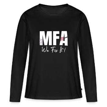 Assistant médical Nous le réparons MFA - T-shirt manches longues Premium bio Femme - noir - Devant - Julia (174cm)