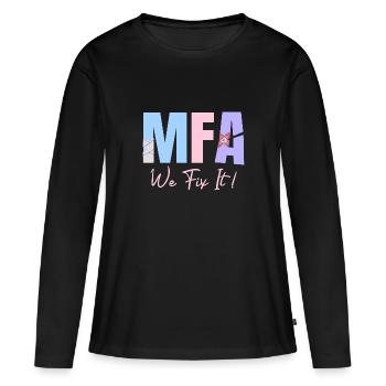 MFA We Fix It Assistant médical - T-shirt manches longues Premium bio Femme - noir - Devant - Julia (174cm)