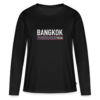 Bangkok - Frauen Premium Bio Langarmshirt - Schwarz - Vorne - Julia (174cm)
