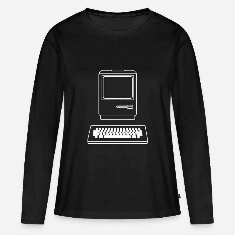 computer vintage - Maglia a maniche lunghe ecologica premium da donna - nero
