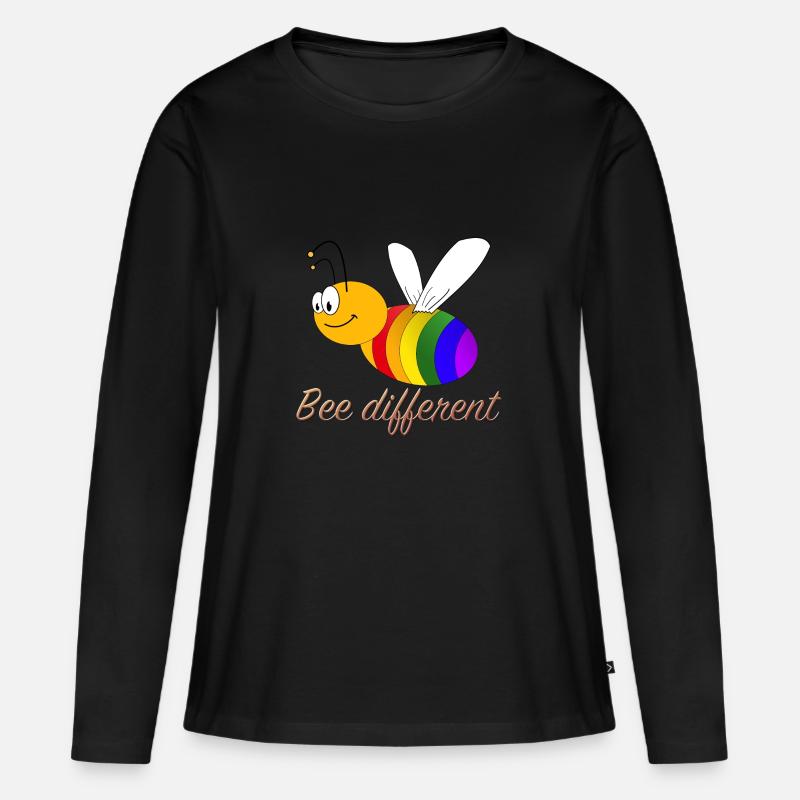 Bee different - Frauen Premium Bio Langarmshirt - Schwarz