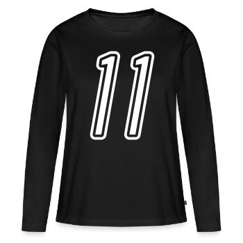 11 Numéro de numéro - T-shirt manches longues Premium bio Femme - noir - Devant - Julia (174cm)