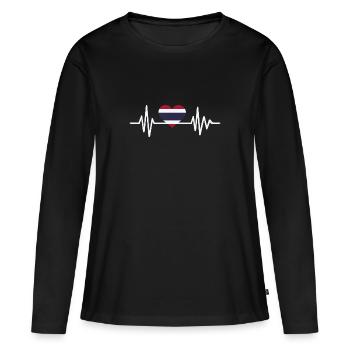 La Thaïlande - T-shirt manches longues Premium bio Femme - noir - Devant - Julia (174cm)