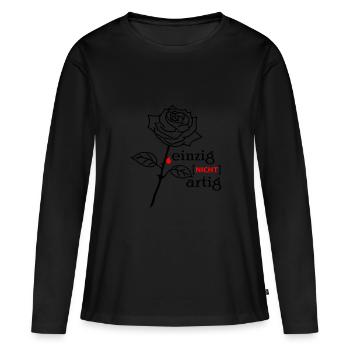 Rose einzigartig Flock - Frauen Premium Bio Langarmshirt - Schwarz - Vorne - Julia (174cm)