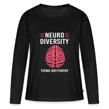 Autisme, Autiste, TDAH, Asperger, Neurodiversité - T-shirt manches longues Premium bio Femme - noir - Devant - Julia (174cm)