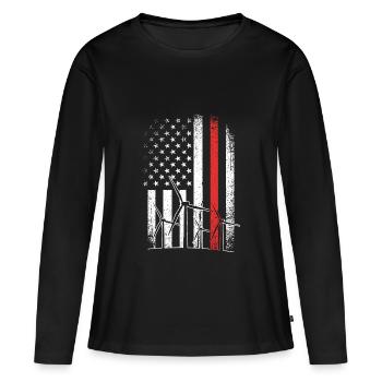 Énergie éolienne Éolienne - T-shirt manches longues Premium bio Femme - noir - Devant - Julia (174cm)