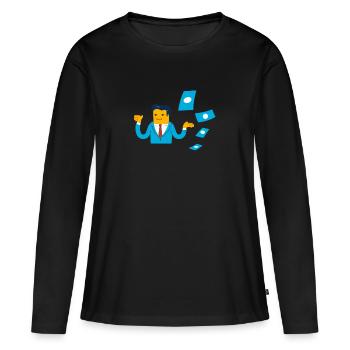 Flamme - Finance - T-shirt manches longues Premium bio Femme - noir - Devant - Julia (174cm)