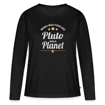 Pluton était une planète Pluton Vintage Planet Pluton - T-shirt manches longues Premium bio Femme - noir - Devant - Julia (174cm)