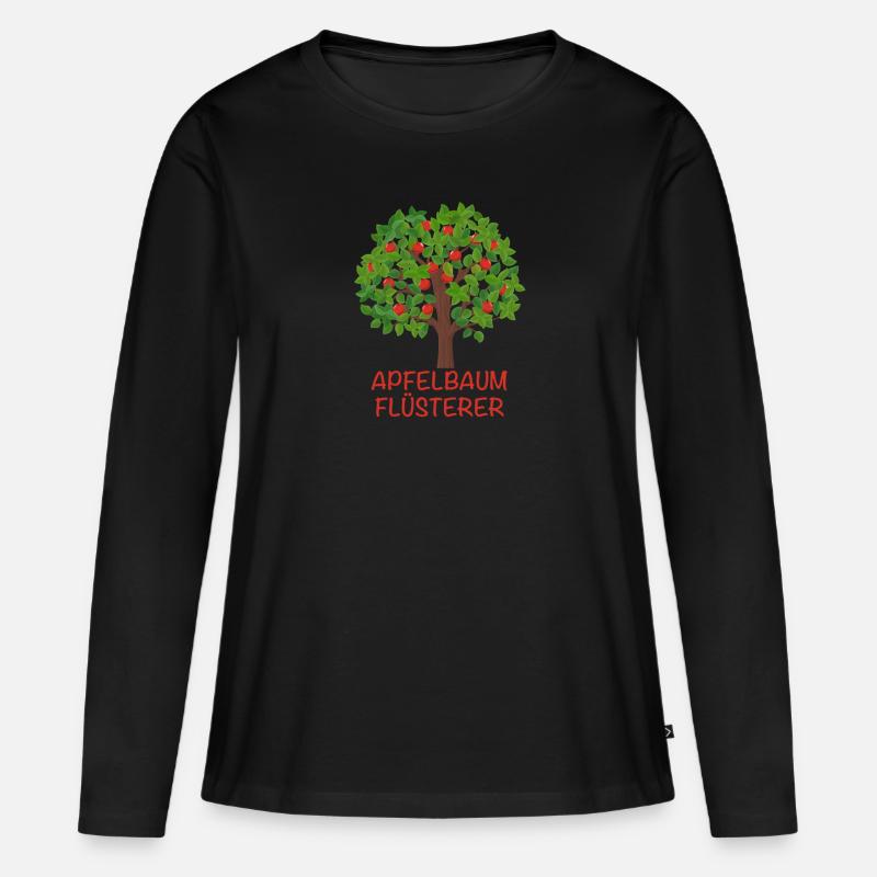 Apfelbäume Apfel Apfelbaum Apfelsaft Geschenk - Frauen Premium Bio Langarmshirt - Schwarz
