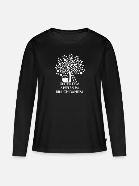 Apfelbäume Apfel Apfelbaum Apfelsaft Geschenk - Frauen Premium Bio Langarmshirt - Schwarz
