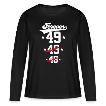 50E ANNIVERSAIRE POUR TOUJOURS 49 - T-shirt manches longues Premium bio Femme - noir - Devant - Julia (174cm)