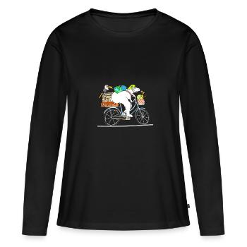 Biker Bear - off en vacances - T-shirt manches longues Premium bio Femme - noir - Devant - Julia (174cm)