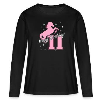 11. Geburtstag Reiten Pferd Reitstall - Frauen Premium Bio Langarmshirt - Schwarz - Vorne - Julia (174cm)
