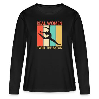 Bâton Twirling Staff Jonglage Gymnastik mit Stab - Frauen Premium Bio Langarmshirt - Schwarz - Vorne - Julia (174cm)