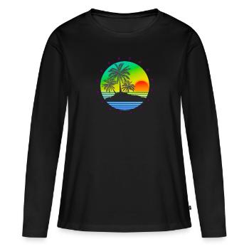 Belle image de l’île avec des rayons de soleil. Motif de vacances - T-shirt manches longues Premium bio Femme - noir - Devant - Julia (174cm)