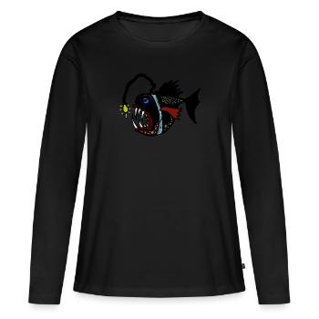 anglerfisch - Frauen Premium Bio Langarmshirt - Schwarz - Vorne - Julia (174cm)