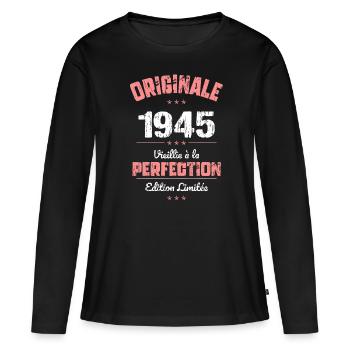 80th Anniversary - Original - 1945 - Women's Premium Organic Long Sleeve Shirt - black - Front - Julia (174cm)
