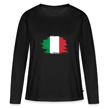 Italia Italy Flag - T-shirt manches longues Premium bio Femme - noir - Devant - Julia (174cm)