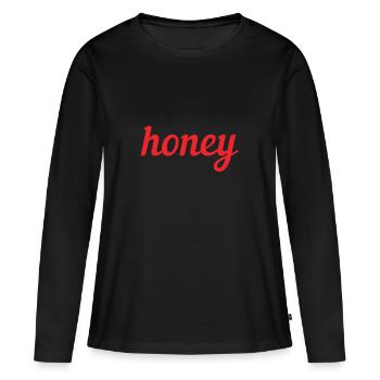 Honig - Frauen Premium Bio Langarmshirt - Schwarz - Vorne - Julia (174cm)