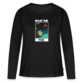 What The Fox / Amazing Fox dans l'espace / astronaute - T-shirt manches longues Premium bio Femme - noir - Devant - Julia (174cm)