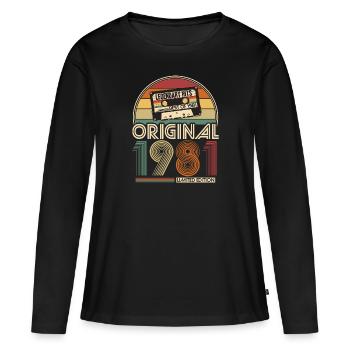 1981 Vintage Jahrgang Geburtstag Retro Geschenk - Frauen Premium Bio Langarmshirt - Schwarz - Vorne - Julia (174cm)