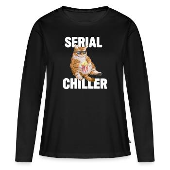 Lazy Cat Funny - Refroidisseur en série - T-shirt manches longues Premium bio Femme - noir - Devant - Julia (174cm)